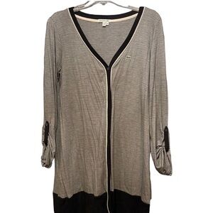 LACOSTE Open Cardigan Knit Black White Stripe Size‎ 46